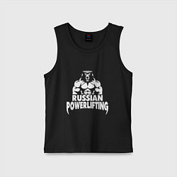 Майка детская хлопок Russian powerlifting, цвет: черный