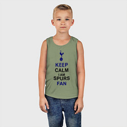 Майка детская хлопок Keep Calm & Spurs fan, цвет: авокадо — фото 2