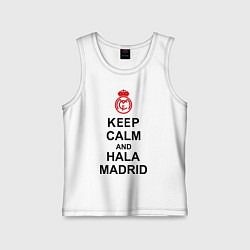 Майка детская хлопок Keep Calm & Hala Madrid, цвет: белый