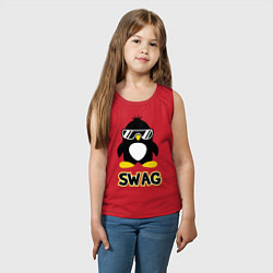 Майка детская хлопок SWAG Penguin, цвет: красный — фото 2