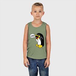 Майка детская хлопок Пингвин: Linux, цвет: авокадо — фото 2