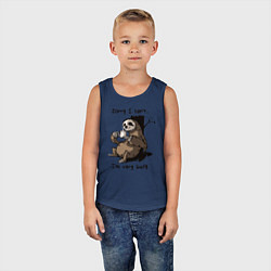 Майка детская хлопок Sorry, I can not I am very busy, цвет: тёмно-синий — фото 2