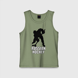 Майка детская хлопок Russian Black Hockey, цвет: авокадо