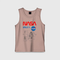 Майка детская хлопок Nasa Apollo 11, цвет: пыльно-розовый