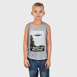 Майка детская хлопок I WANT TO BELIEVE, цвет: меланж — фото 2