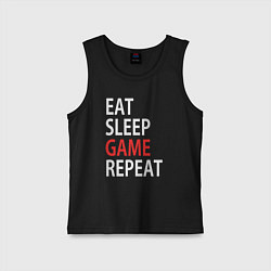 Майка детская хлопок Eat sleep game repeat, цвет: черный