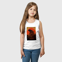 Майка детская хлопок Godzilla and red sun, цвет: белый — фото 2