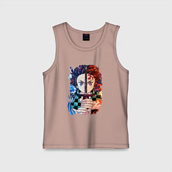 Майка детская хлопок KIMETSU NO YAIBA, цвет: пыльно-розовый