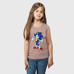Майка детская хлопок Sonic, цвет: пыльно-розовый — фото 2