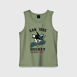 Майка детская хлопок SAN JOSE SHARKS, цвет: авокадо
