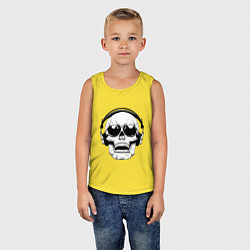 Майка детская хлопок Skull Music lover, цвет: желтый — фото 2