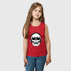 Майка детская хлопок Skull Music lover, цвет: красный — фото 2