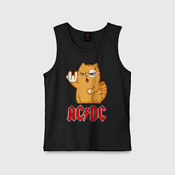 Майка детская хлопок ACDC rock cat, цвет: черный