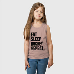 Майка детская хлопок EAT SLEEP HOCKEY REPEAT, цвет: пыльно-розовый — фото 2