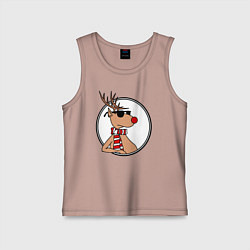 Майка детская хлопок Олень Хипстер, цвет: пыльно-розовый