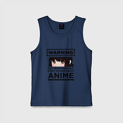 Майка детская хлопок Warning ANIME, цвет: тёмно-синий