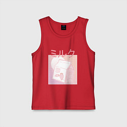 Майка детская хлопок Vaporwave Strawberry Milk, цвет: красный