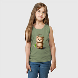 Майка детская хлопок Медведь, цвет: авокадо — фото 2
