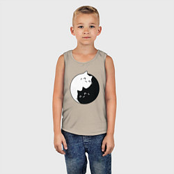 Майка детская хлопок Инь Ян Котики, цвет: миндальный — фото 2