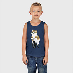 Майка детская хлопок Котик на велосипеде, цвет: тёмно-синий — фото 2