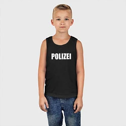 Майка детская хлопок POLIZEI Полиция Надпись Белая, цвет: черный — фото 2