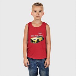 Майка детская хлопок Mercedes V8 BITURBO AMG Motorsport, цвет: красный — фото 2