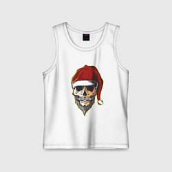 Майка детская хлопок Santa Skull, цвет: белый