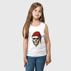 Майка детская хлопок Santa Skull, цвет: белый — фото 2