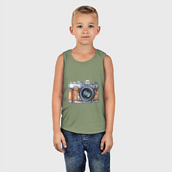 Майка детская хлопок Ретро фотокамера, цвет: авокадо — фото 2
