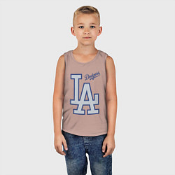 Майка детская хлопок Los Angeles Dodgers - baseball team, цвет: пыльно-розовый — фото 2