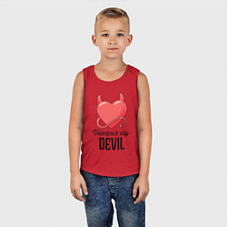 Майка детская хлопок Valentines Day Devil, цвет: красный — фото 2