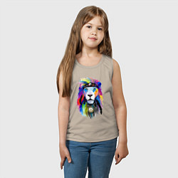 Майка детская хлопок Color lion! Neon!, цвет: миндальный — фото 2