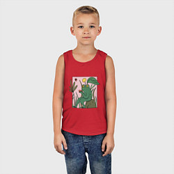 Майка детская хлопок ЛЯГУШКА С КРУЖКОЙ, цвет: красный — фото 2