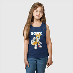 Майка детская хлопок Майлз Тейлз Прауэр Sonic Видеоигра, цвет: тёмно-синий — фото 2