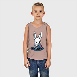 Майка детская хлопок Зайчонок обнял клубки The bunny hugged the balls, цвет: пыльно-розовый — фото 2