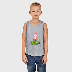 Майка детская хлопок BUNNY PAINTS EGGS, цвет: меланж — фото 2