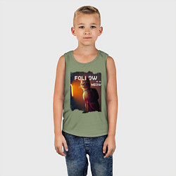 Майка детская хлопок STRAY FOLLOW MEOW, цвет: авокадо — фото 2