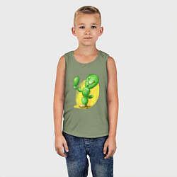 Майка детская хлопок Забавный кактус, цвет: авокадо — фото 2