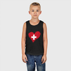 Майка детская хлопок Сердце - Швейцария, цвет: черный — фото 2