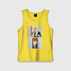 Майка детская хлопок Макима стучится в дверь - Мем адаптация, цвет: желтый