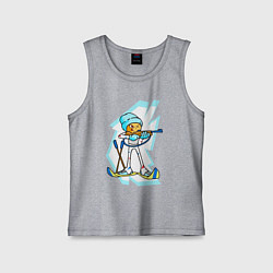 Майка детская хлопок Мультяшный биатлонист, цвет: меланж