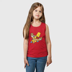 Майка детская хлопок Хулиган Барт Симпсон целится из рогатки, цвет: красный — фото 2