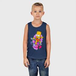 Майка детская хлопок Барт Симпсон на скейтборде - Eat my shorts!, цвет: тёмно-синий — фото 2