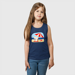 Майка детская хлопок Кошечка на пляже с мороженым, цвет: тёмно-синий — фото 2