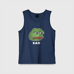 Майка детская хлопок Sad Pepe art, цвет: тёмно-синий