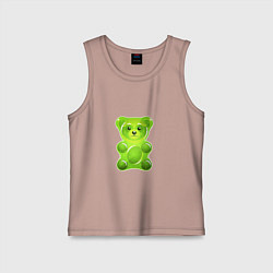 Майка детская хлопок Желейный медведь зеленый, цвет: пыльно-розовый