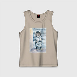 Майка детская хлопок Акварельный рисунок плохой кот, цвет: миндальный