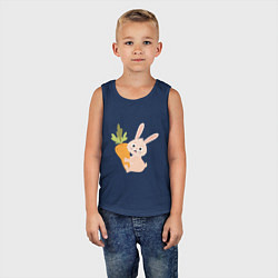 Майка детская хлопок Кролик с морковкой, цвет: тёмно-синий — фото 2