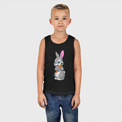 Майка детская хлопок Кролик с морковкой, цвет: черный — фото 2