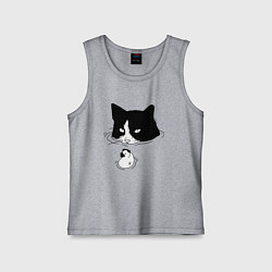 Детская майка Кот сидит в воде и сторожит утёнка